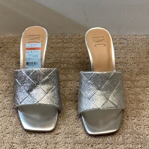 INC International Concepts Women's Silver Slide Sandals